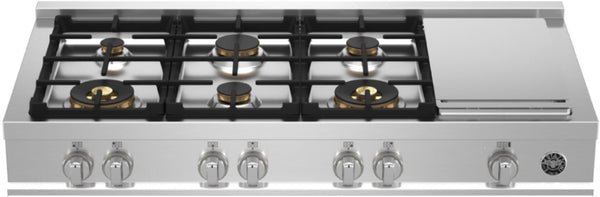 Bertazzoni 48" Master Series Gas Rangetop with 6 brass burners and electric griddle (MAST486GRTBXT)