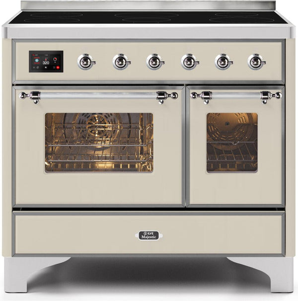 ILVE 40" Majestic II induction Range with6 Elements - 3.82 cu. ft. Oven - Antique White with Chrome Trim (UMDI10NS3AWC)