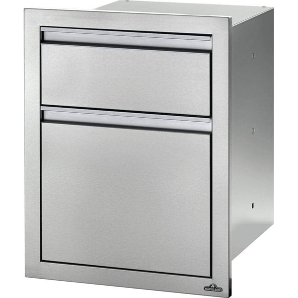 Napoleon 18" Stainless Steel Double Waste Bin Drawer With Paper Towel Holder (BI-1824-1W) - Flamefrills
