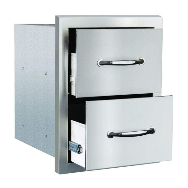 Summerset 17" Stainless Steel Double Drawer with Masonry Frame Return (SSDR2-17M)