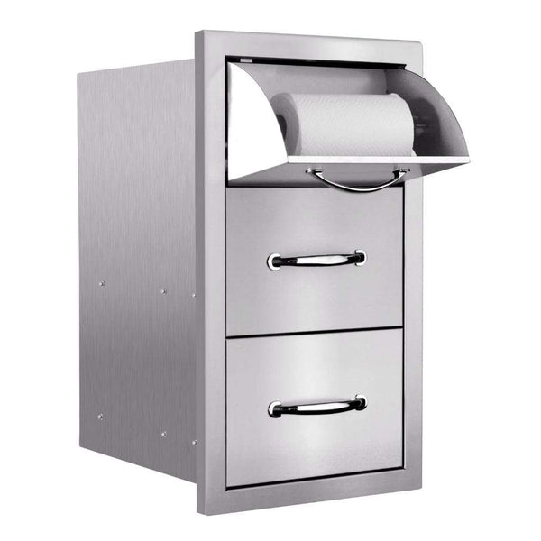 Summerset 17" Stainless Steel Vertical 2-Drawer & Paper Towel Holder Combo with Masonry Frame Return (SSTDC-17M)