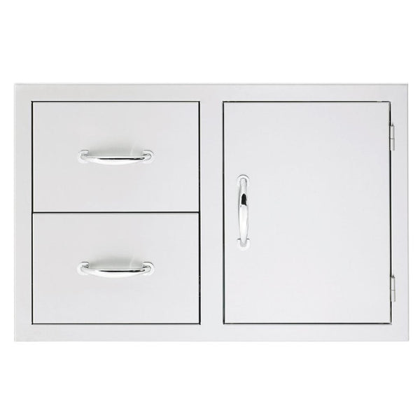 Summerset 33" Stainless Steel 2-Drawer & Access Door Combo with Masonry Frame Return (SSDC2-33M) - Flamefrills