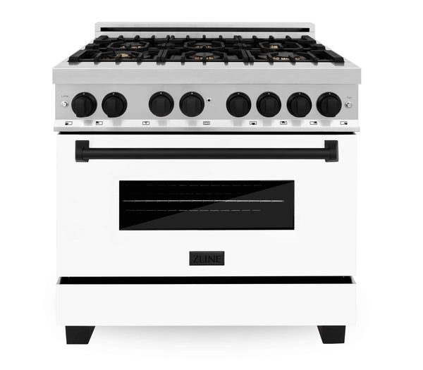 ZLINE Autograph Edition 36" Dual Fuel Range with Gas Stove and Electric Oven in Stainless Steel with Matte Black Accents (RAZ-WM-36-MB)