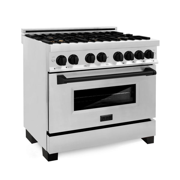 ZLINE Autograph Edition 36" 4.6 cu. ft. Dual Fuel Range with Gas Stove and Electric Oven in Stainless Steel with Accents (RAZ-36-G)