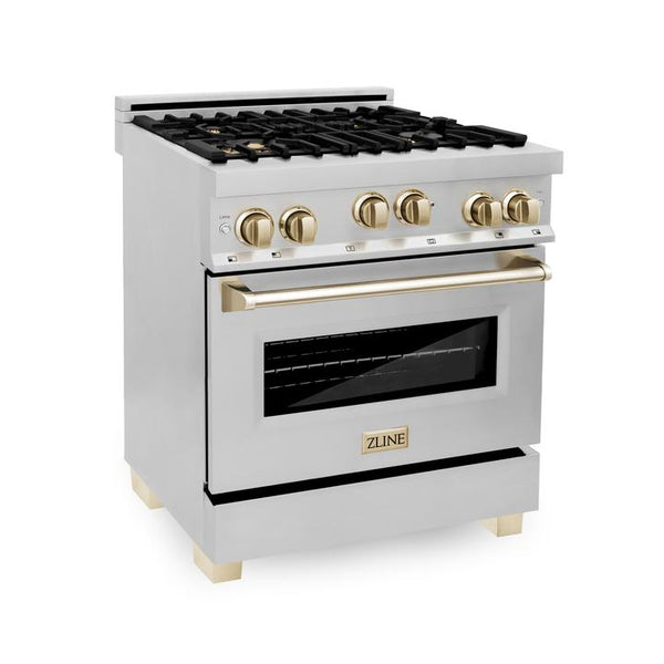 ZLINE Autograph Edition 30" 4.0 cu. ft. Range with Gas Stove and Gas Oven with Gold Accents (RGZ-30-G)
