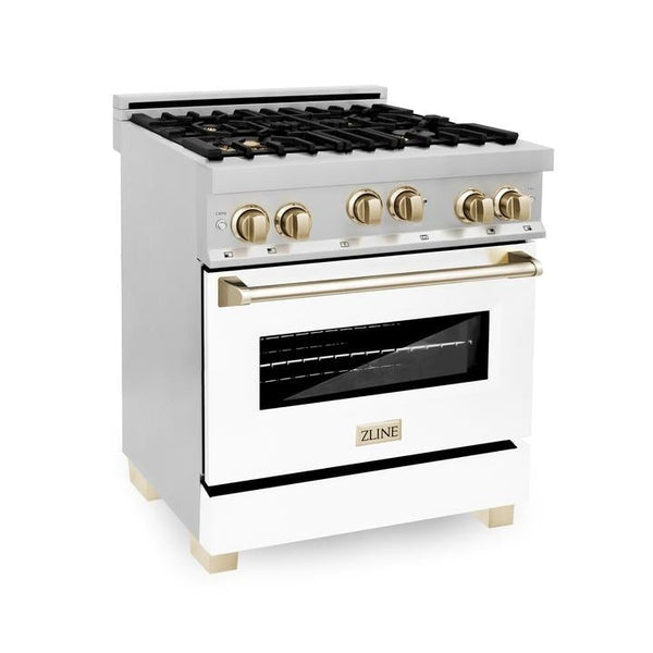 ZLINE Autograph Edition 30" Range with Gas Stove and Gas Oven in Stainless Steel with Gold Accents (RGZ-WM-30-G)