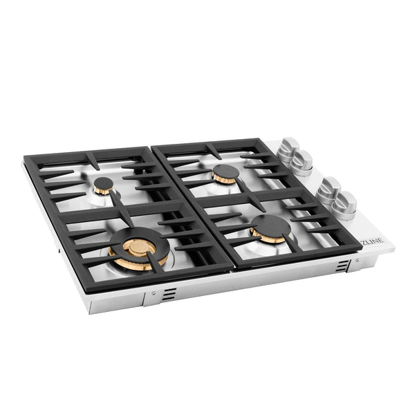 ZLINE 30" Dropin Gas Stovetop with 4 Gas Brass Burners (RC-BR-30) - Flamefrills